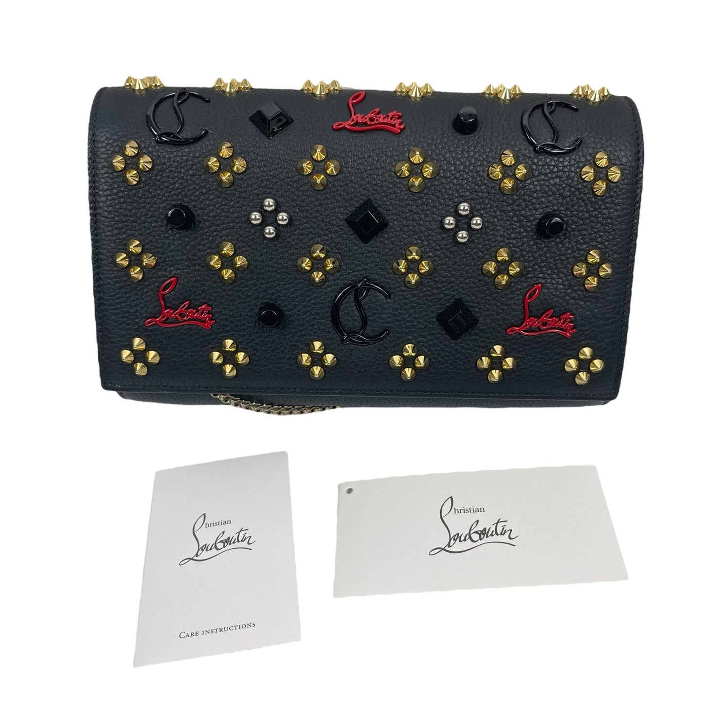 Christian Louboutin Paloma Loubinthesky Clutch Wallet on Chain Black Multi