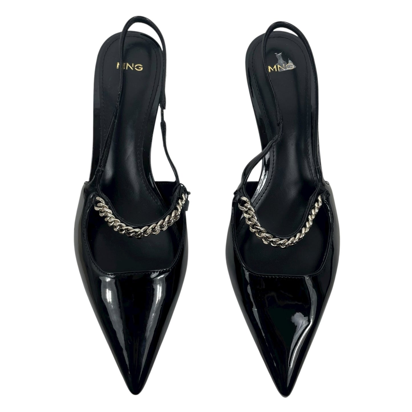 Mango Pointed Toe Kitten Heel Slingback Pump Link Strap Size 40/ 9