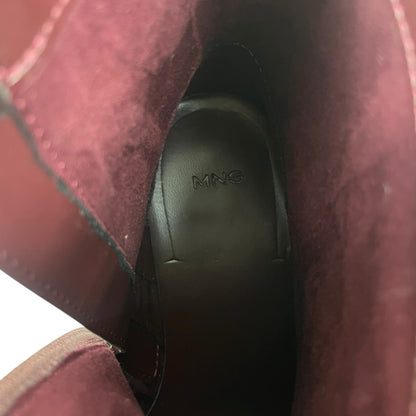 Mango Pointed Toe Crocodile Kitten Heel Ankle Boots Burgundy Size 39/ 8.5