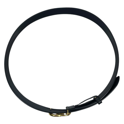 Gucci GG Marmot 30mm Thin Leather Belt Black Gold Buckle Men Size 105/42