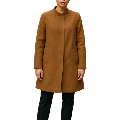 Talbots Wool Cashmere Blend Hidden Button Car Coat Dark Camel Size 14P