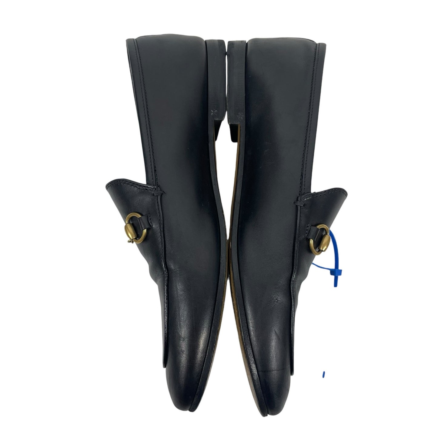 Gucci Jordaan Black Leather Loafers Horsebit Round Toe Flat Size 38.5