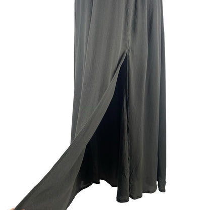 Lulu's Finest Hour Halter Neck Front Slit Maxi Dress Olive Size XS