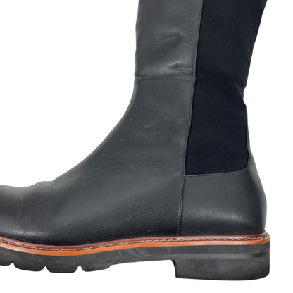 Stuart Weitzman Over the Knee Adrina City Boots Black Leather Size 10.5