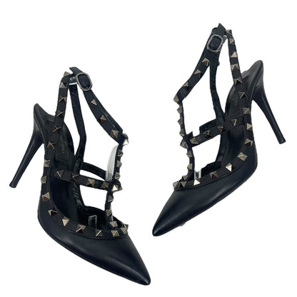 Valentino Garavani Noir Rockstud 100mm Caged Leather Pumps Black Size 36.5