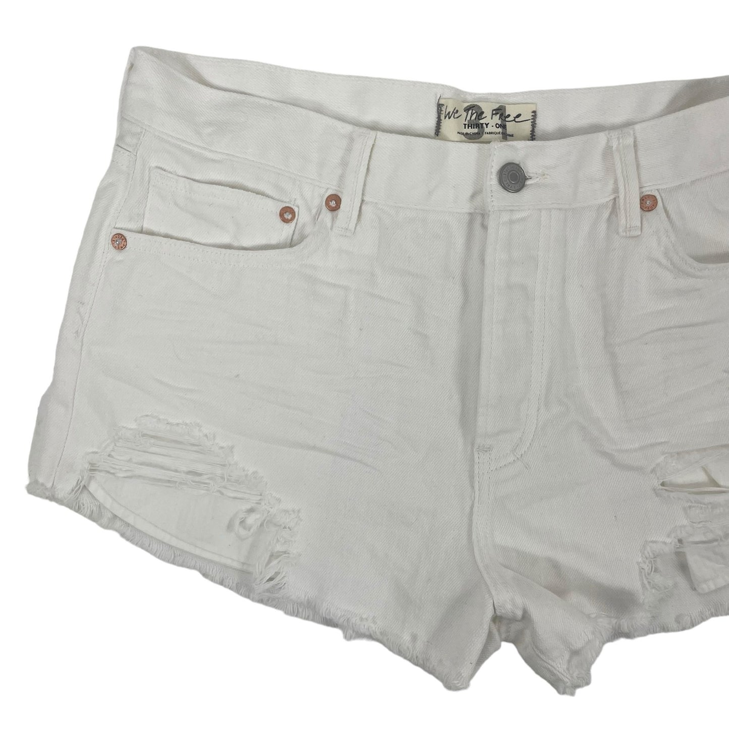 Free People Loving Good Vibrations High Rise Denim Shorts White Size 31