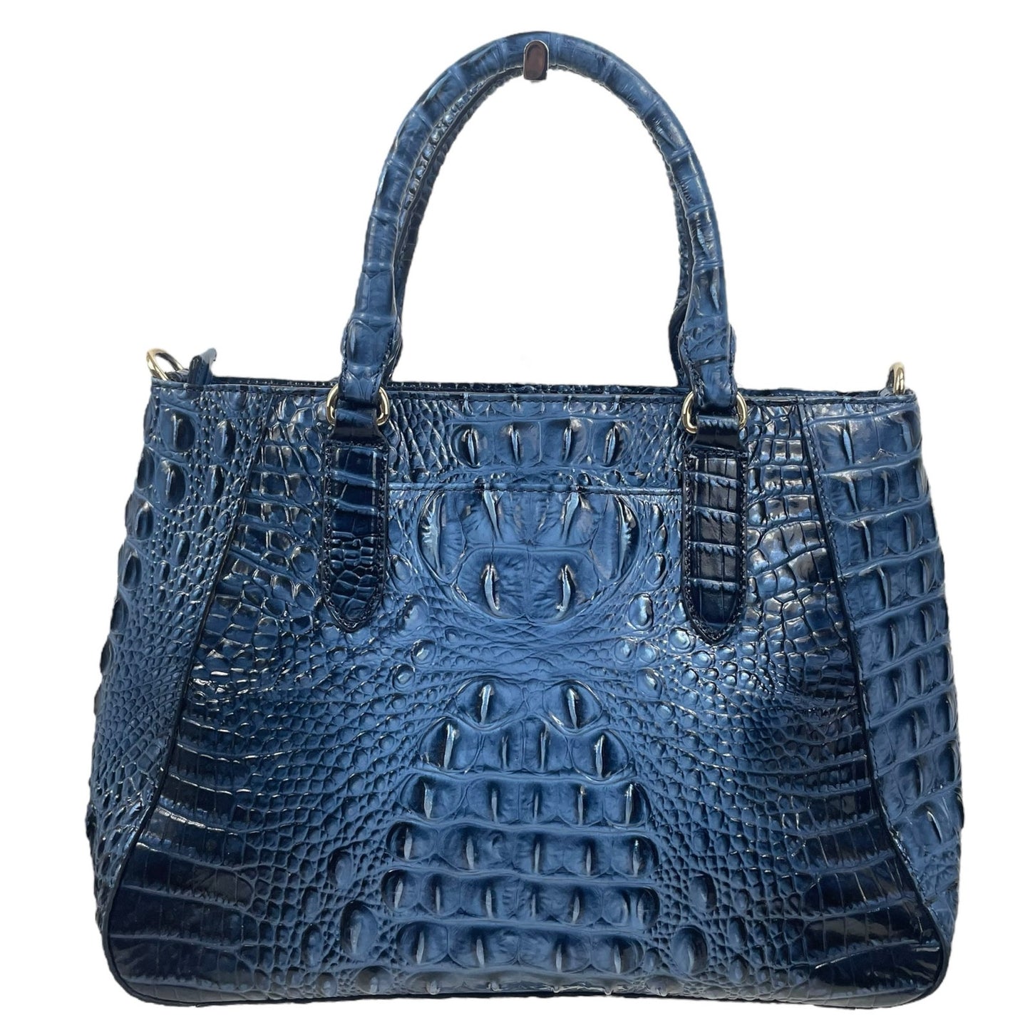 Brahmin Small Irene Leather Satchel Bag Maritime Blue Croc Embossed