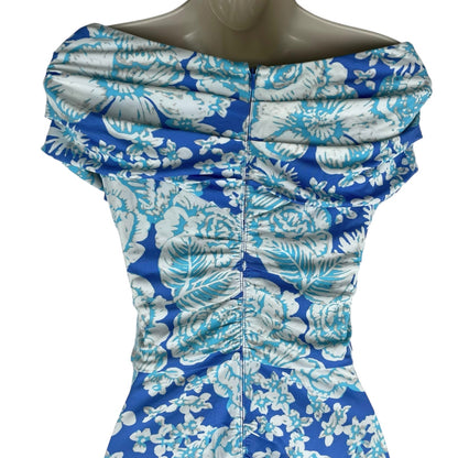 Diane von Furstenberg Stephen Off Shoulder Midi Dress Blue Size S