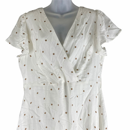 City Chic Polka Dot Sweet Doll Dress White Toffee Size S/ 16