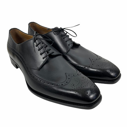 Ermenegildo Zegna Black Leather Wingtip Lace Up Derby Oxford Shoes Size 15.5