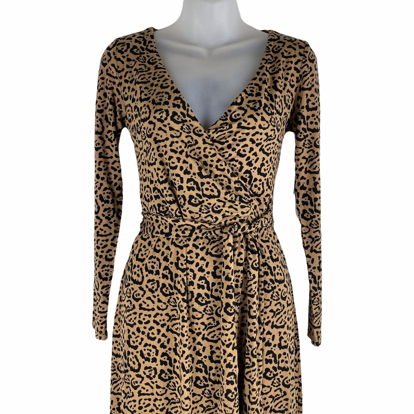 Good American Daylight Leopard Print Wrap Dress Caramel Brown Size S