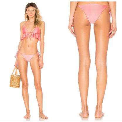 Tularosa Holly Swim Bikini Bottom Side Tie Sheen Pink Size XL