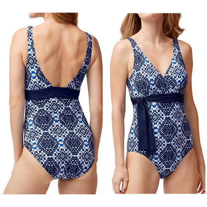 Tommy Bahama Island Sculpt One Piece Swimsuit Mare Navy UPF 50 Size 4