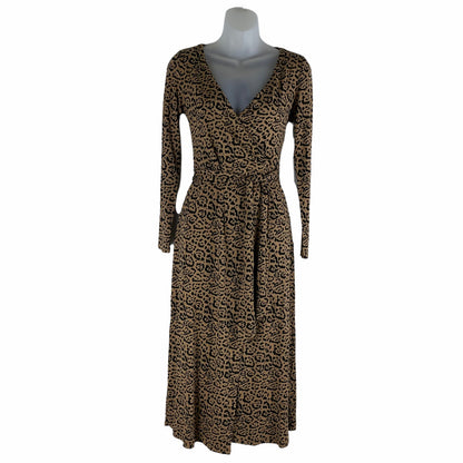 Good American Daylight Leopard Print Wrap Dress Caramel Brown Size S